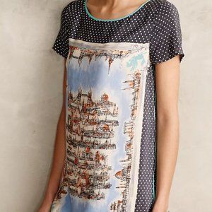 Anthropologie Maeve Around Town Silk Tee Dress